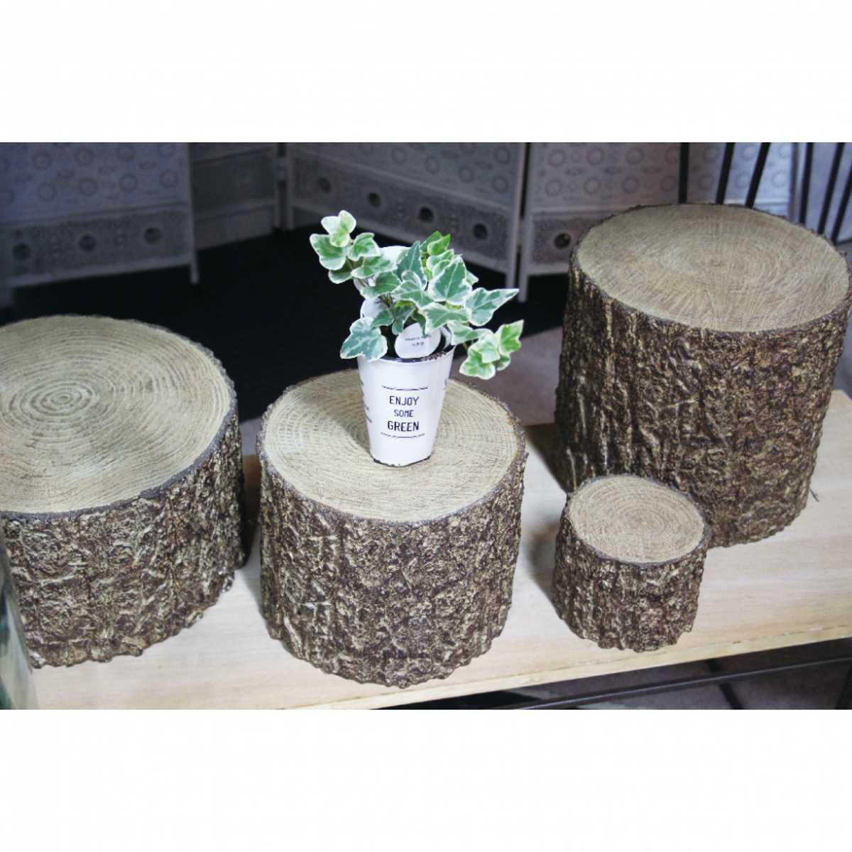 オーナメント レジン切り株オブジェ Lサイズ （ オブジェ 切り株 花台