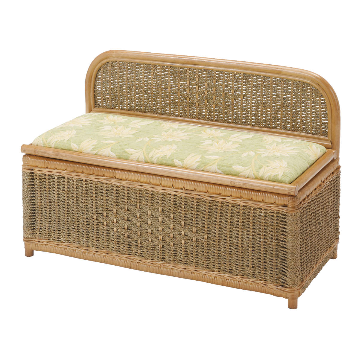 今枝商店 籐 収納ベンチ クッション付 幅90cm （ ベンチ 収納 収納