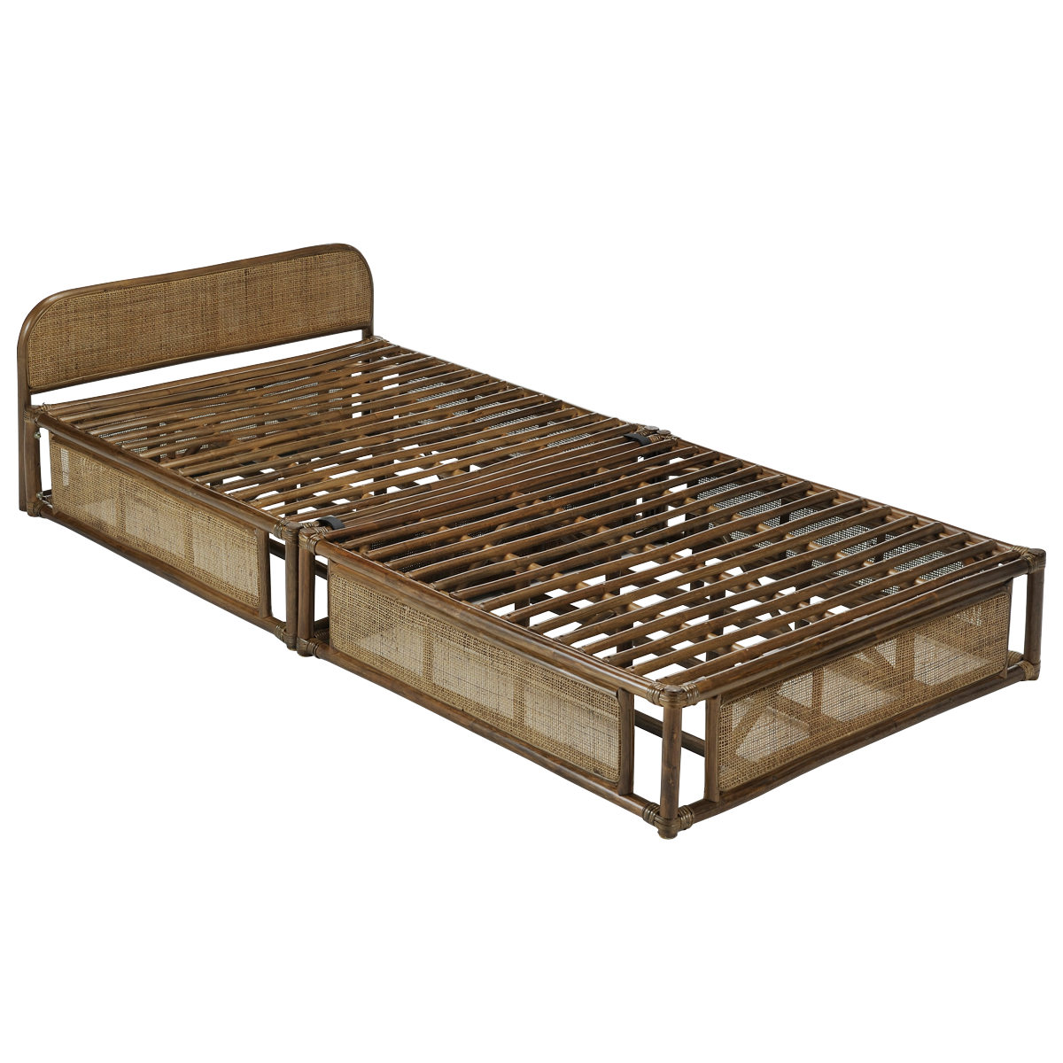 今枝商店 籐 シングルベッド 折りたたみ式 ヘッドボード付き （ 家具