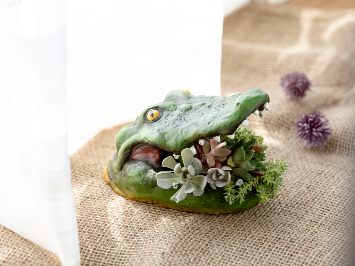 プランター がぶりアニマル ワニ （ 植木鉢 プラントポット 植物用