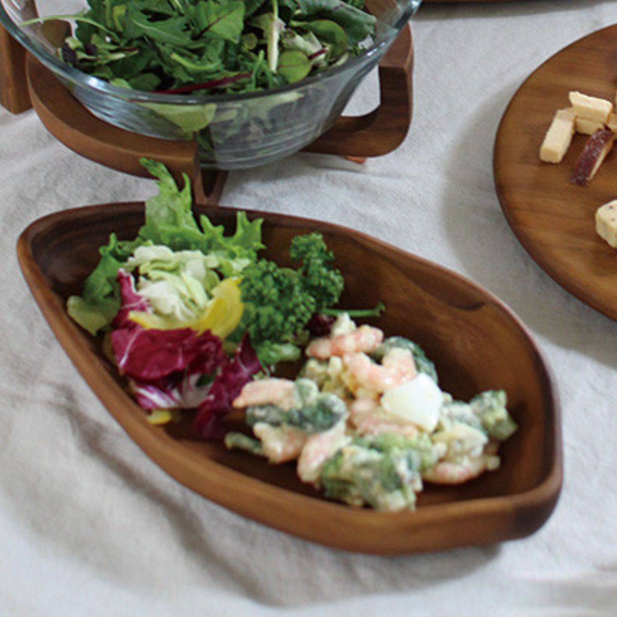 ボウル 30cm BONO リーフボウル アカシア 木製 （ 深皿 皿 お皿