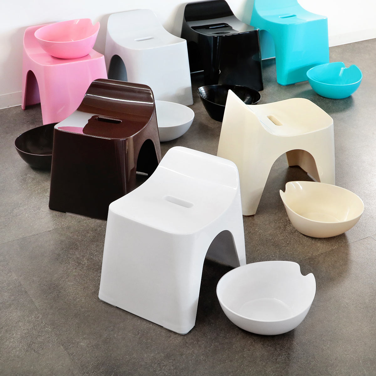 シンカテック 風呂椅子 湯桶 高さ25cm 2点セット ヒューバス 日本製