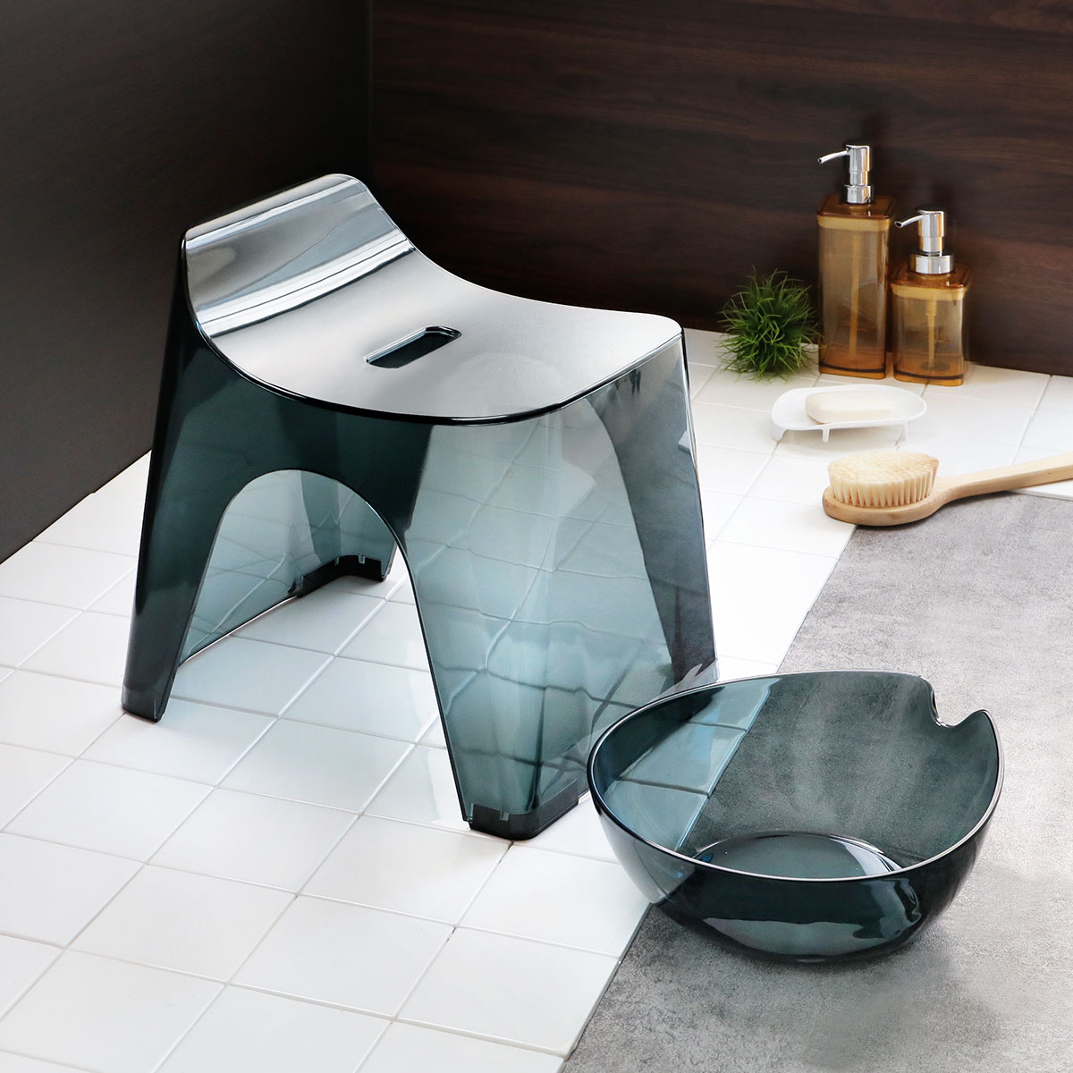 バスチェア 湯桶 セット 座面高さ25cm ヒューバス 日本製 （ バス