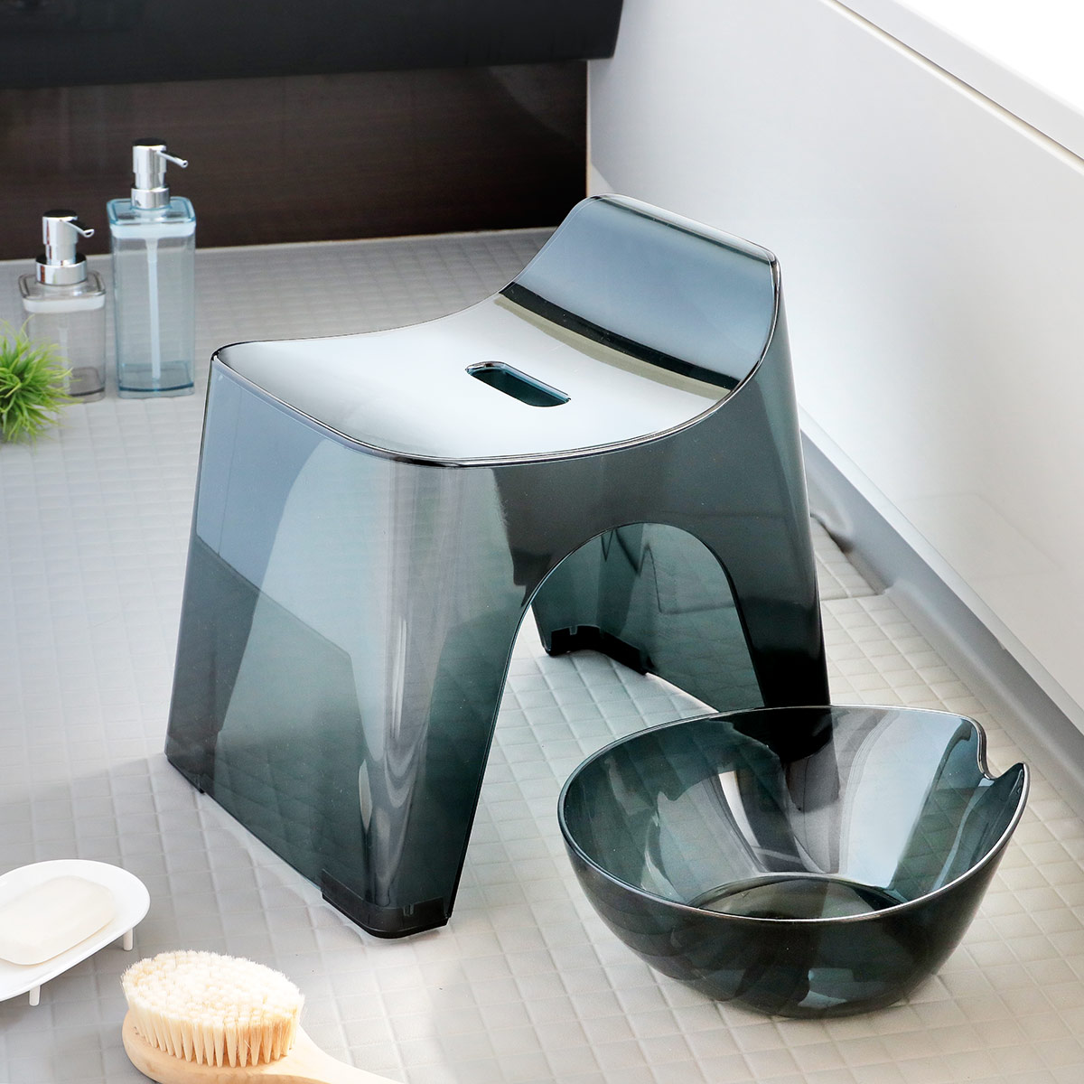 バスチェア 湯桶 セット 座面高さ25cm ヒューバス 日本製 （ バス