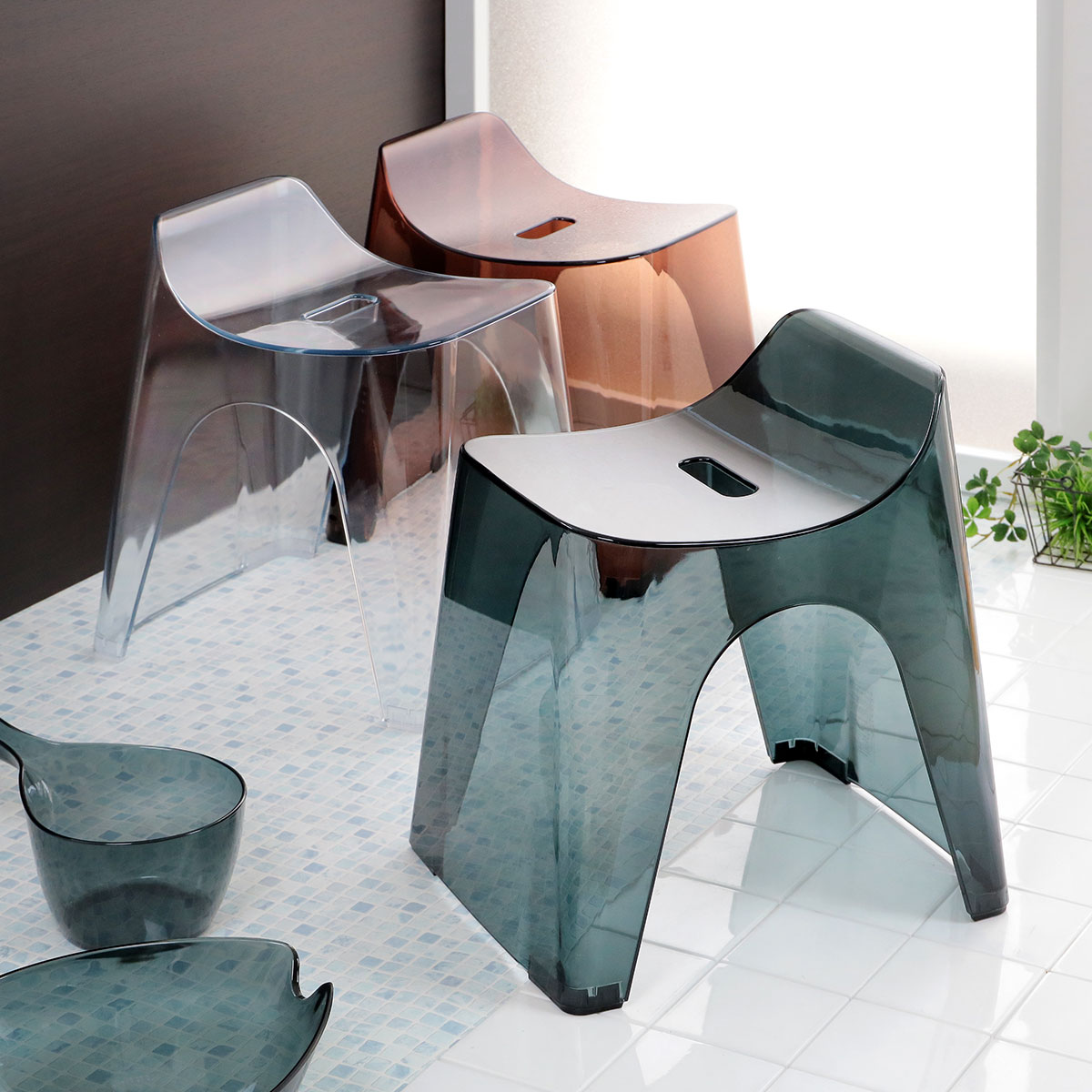 シンカテック 風呂椅子 湯桶 セット 座面高さ30cm ヒューバス 日本製