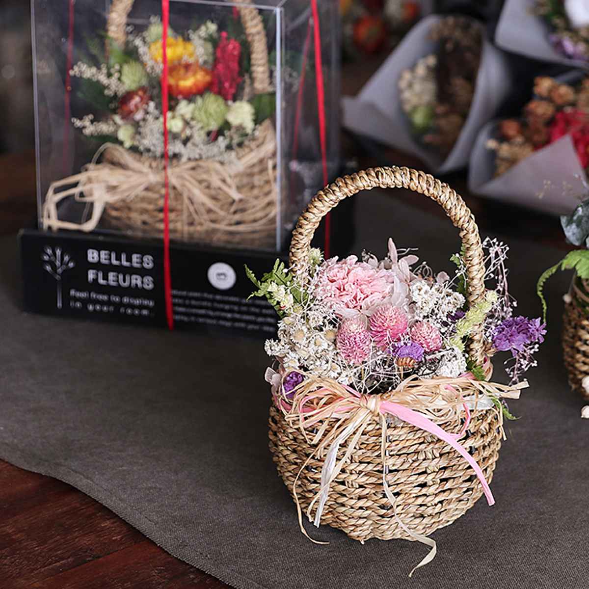 ドライフラワー ベルフルールバスケット （ 花 フラワーアレンジメント