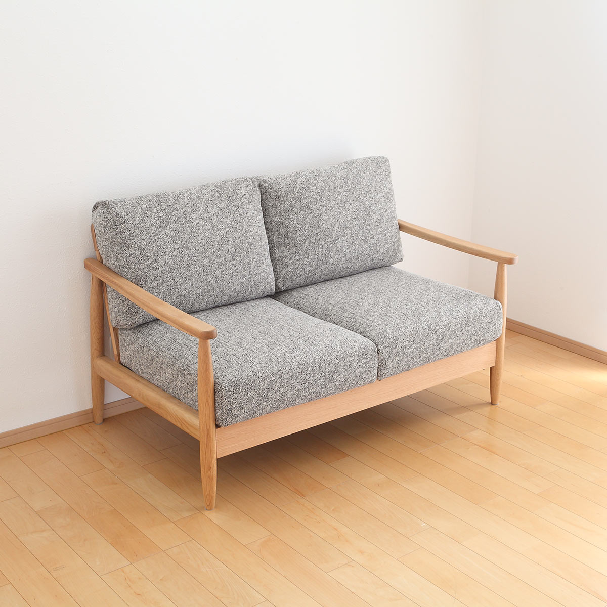 ソファ 二人掛け 幅136cm 木製 洗えるカバー ファブリック （ 開梱設置