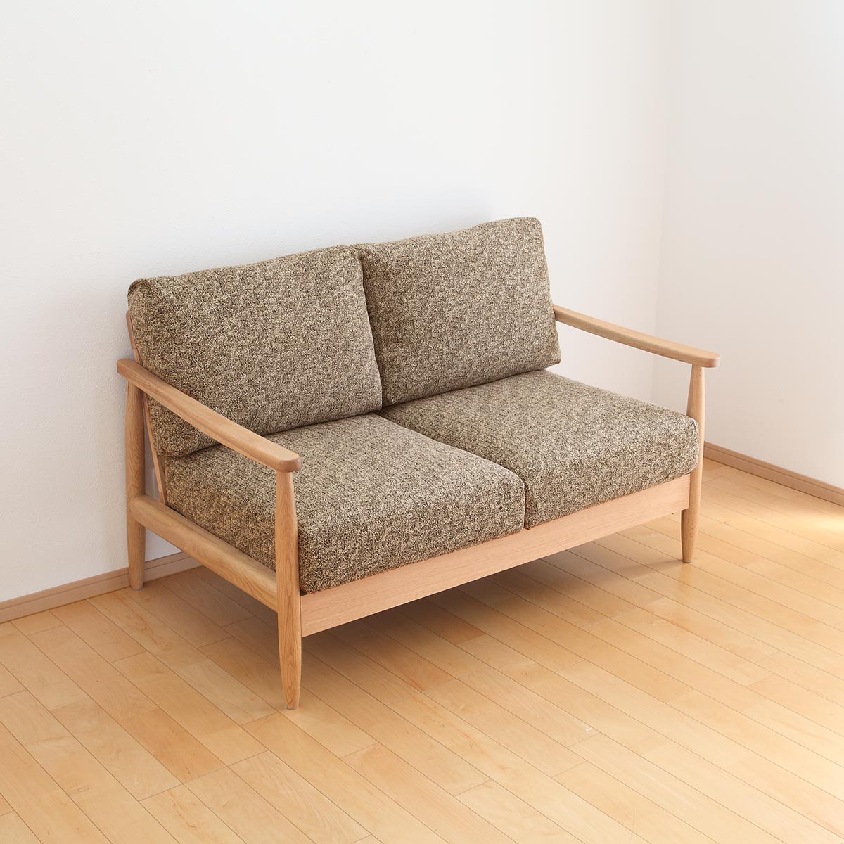 ソファ 二人掛け 幅136cm 木製 洗えるカバー ファブリック （ 開梱設置
