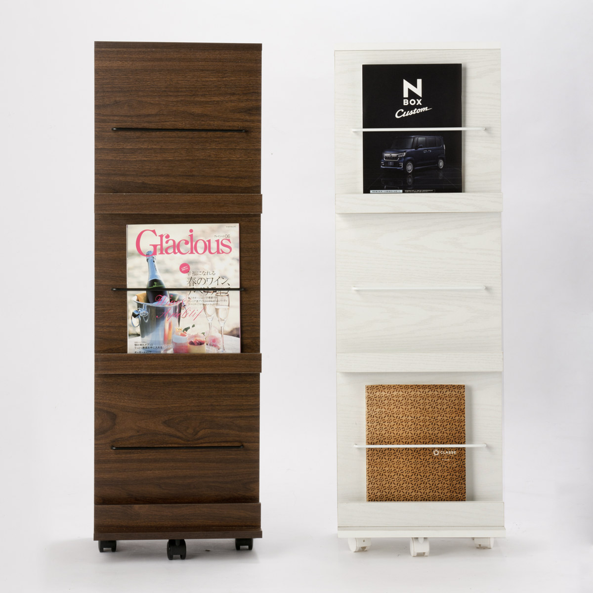 コレクションラック 幅35cm 3段 スリム収納 キャスター付 （期間限定