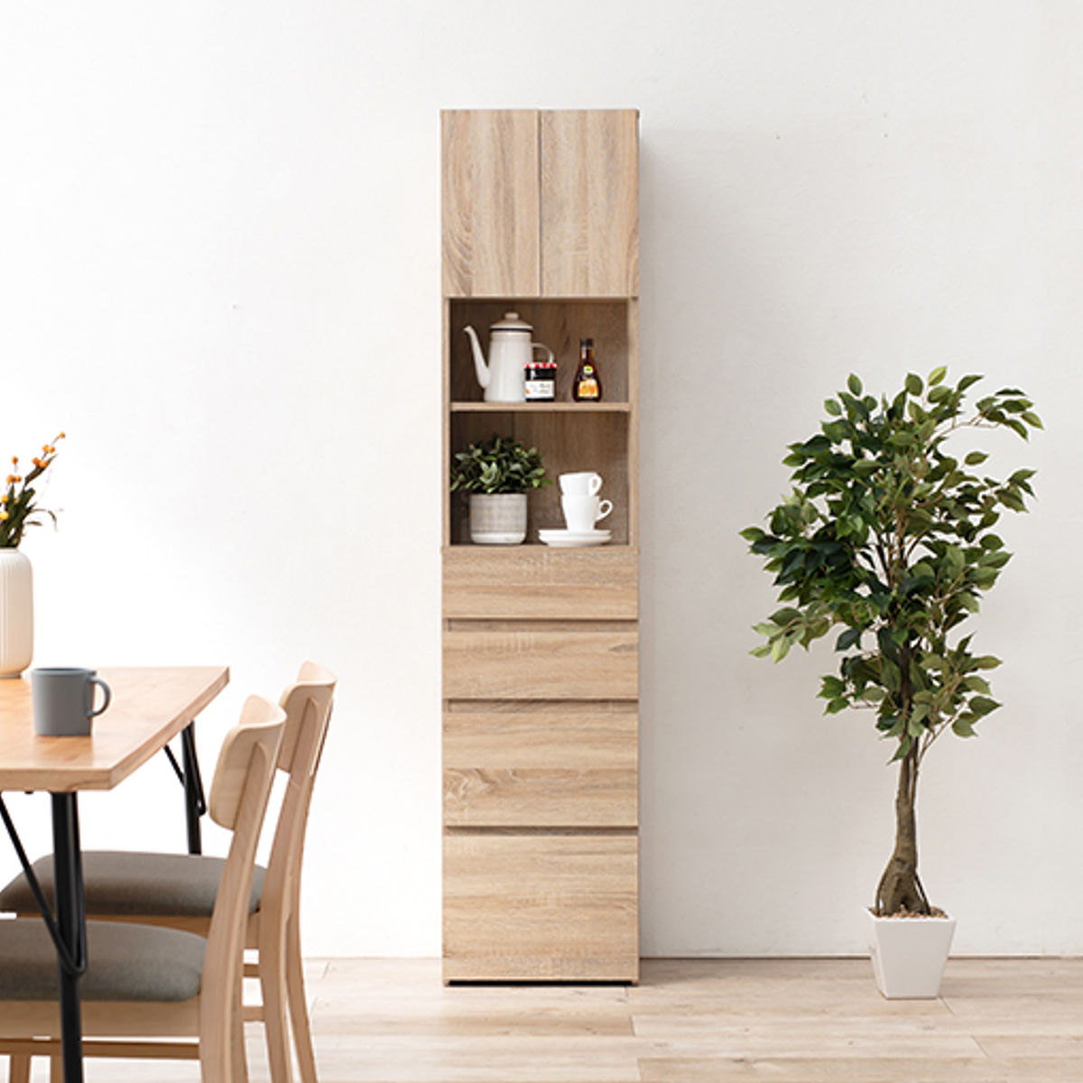 キャビネット　収納棚 HAGiHARA（萩原） 壁面収納 キャビネット オープン棚付 幅41cm （ 収納