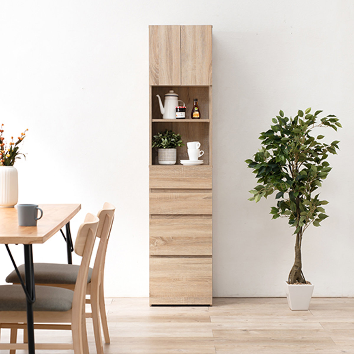 HAGiHARA（萩原） 壁面収納 キャビネット オープン棚付 幅41cm （ 収納