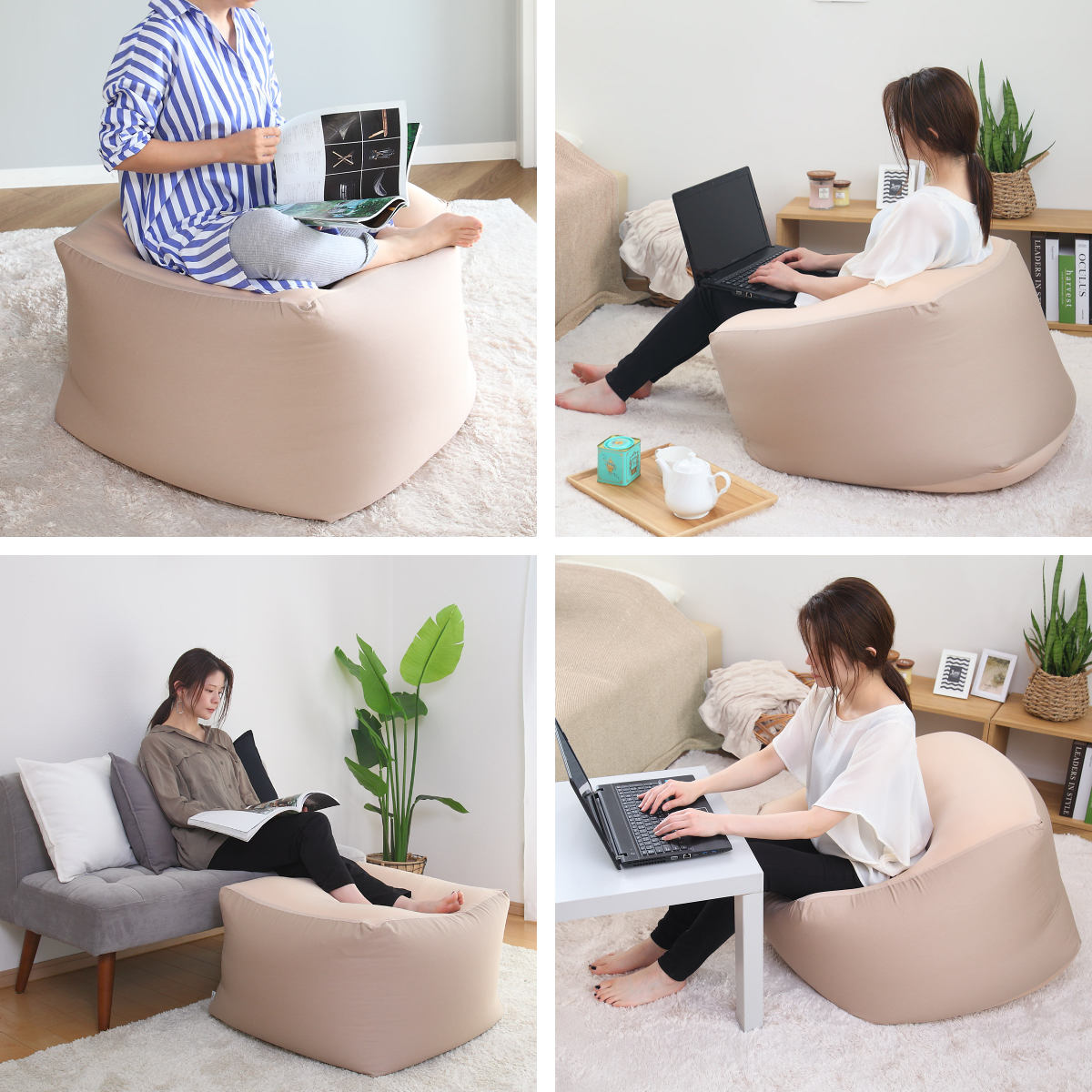 G新品 ビーズソファ 単品 ベージュ ビーズクッション 1人掛け 座