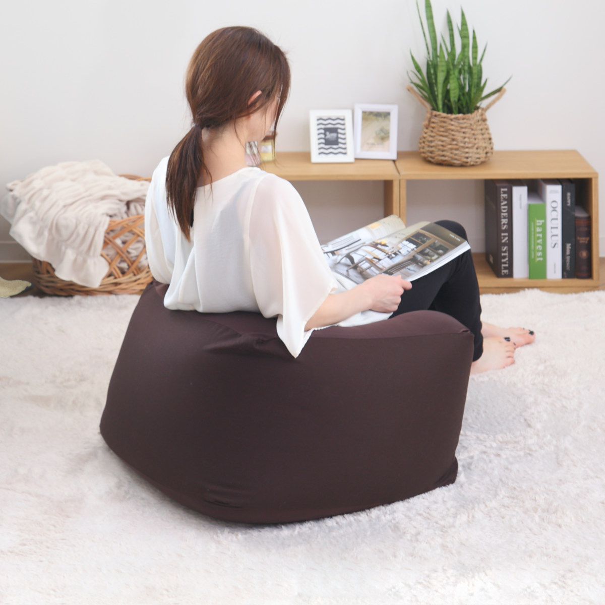 ビーズクッション Mサイズ キューブチェア アースカラー （ 洗える