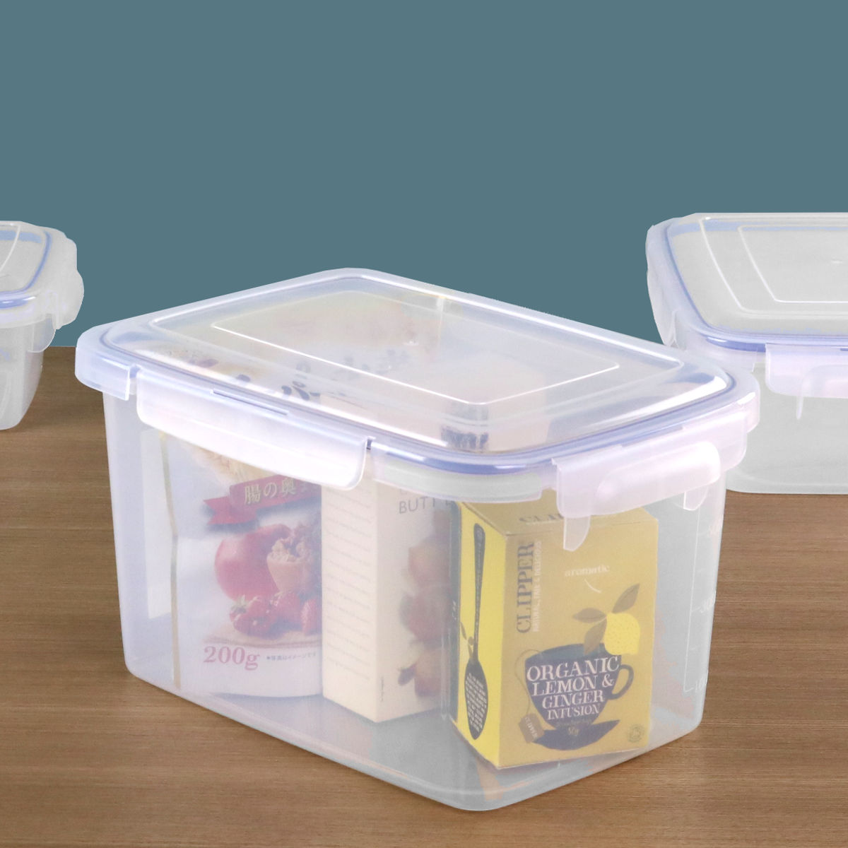 未使用品　タッパーウェア　食品保存容器 4個セット＋使用済み１個 保存容器 8L SLジャンボケース 抗菌 （ 密閉 4面ロック プラスチック