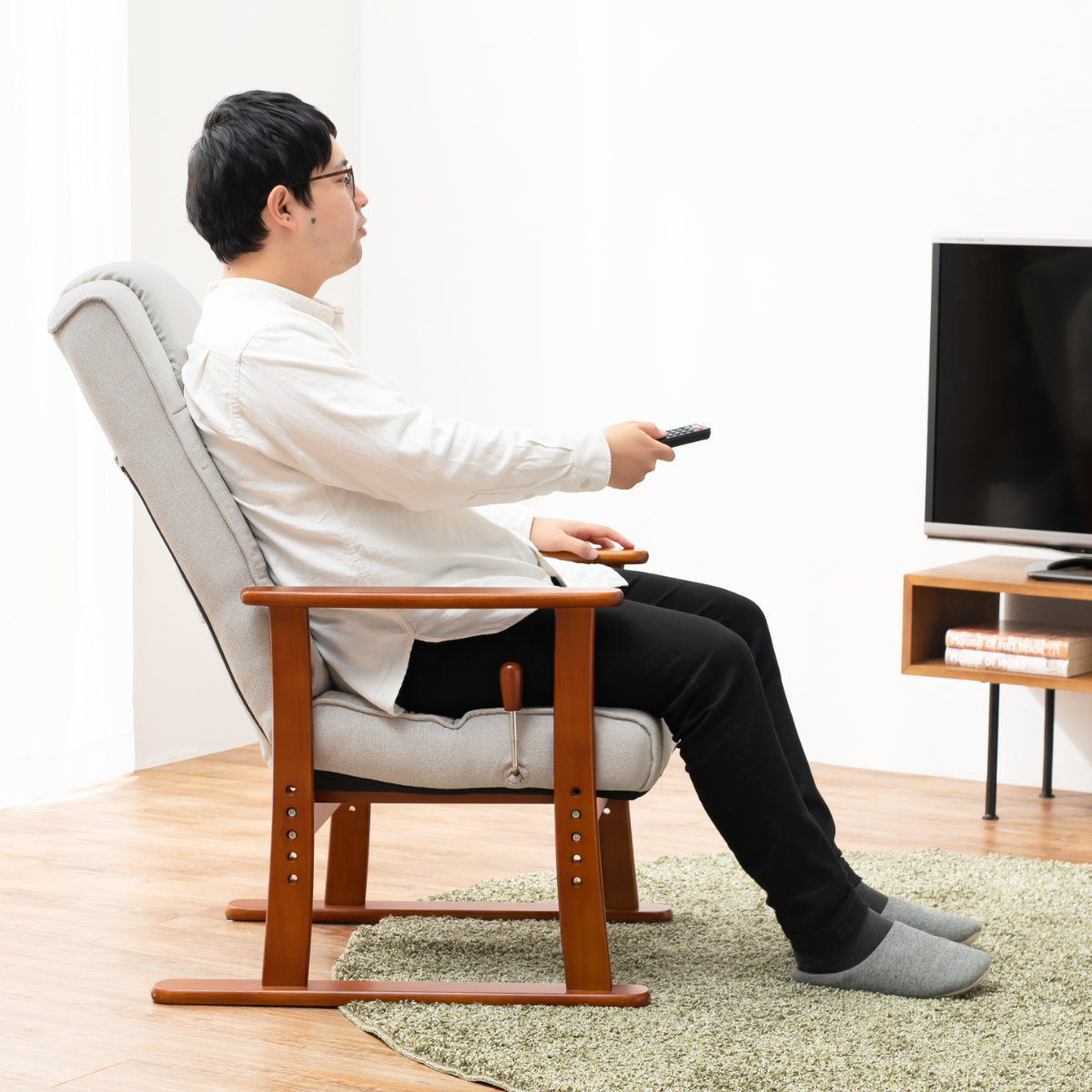 HAGiHARA（萩原） 高座椅子 座面高35〜44cm 無段階リクライニング