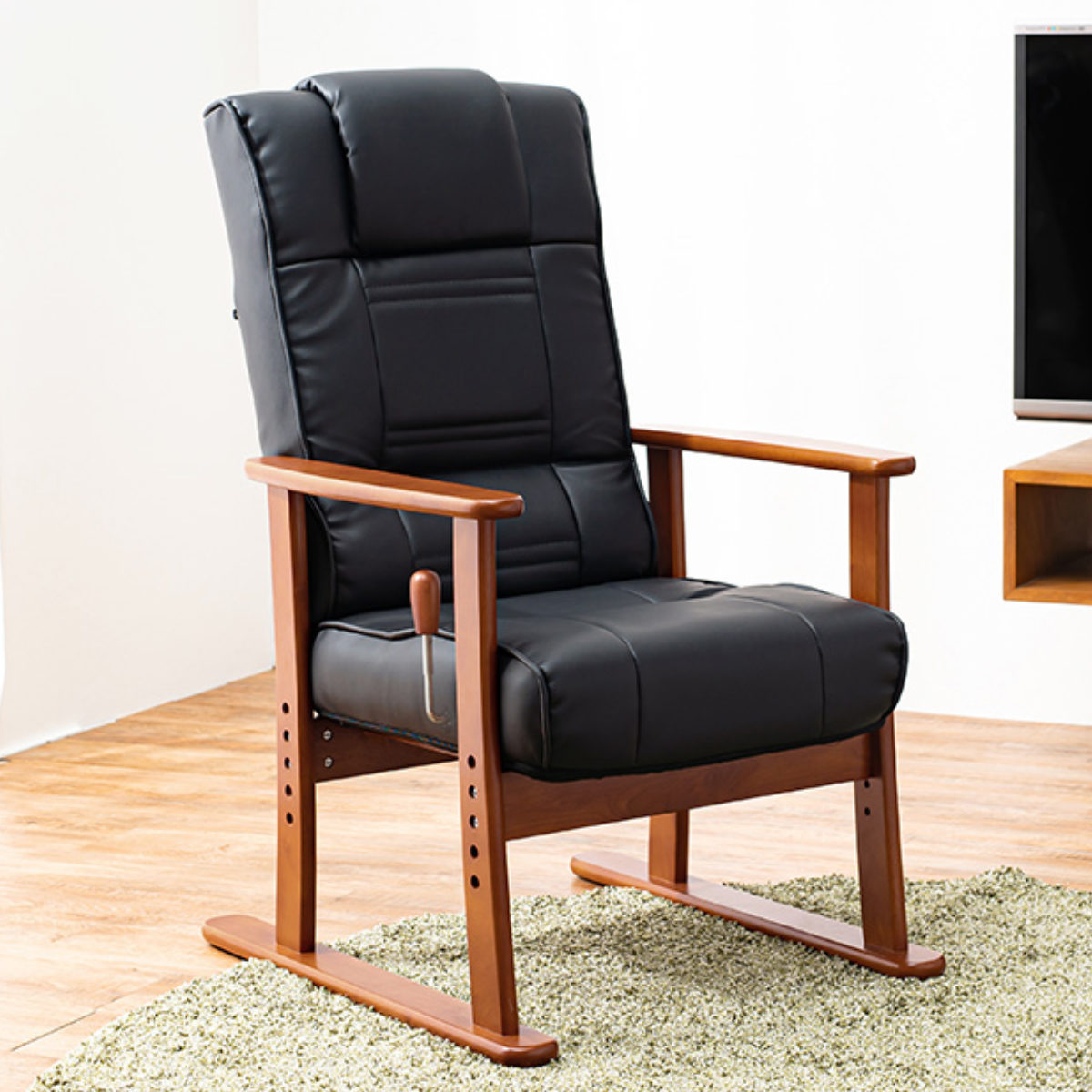 HAGiHARA（萩原） 高座椅子 座面高35〜44cm 無段階リクライニング