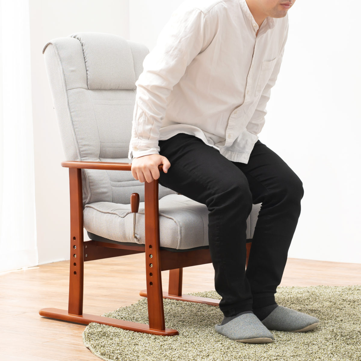 HAGiHARA（萩原） 高座椅子 座面高35〜44cm 無段階リクライニング