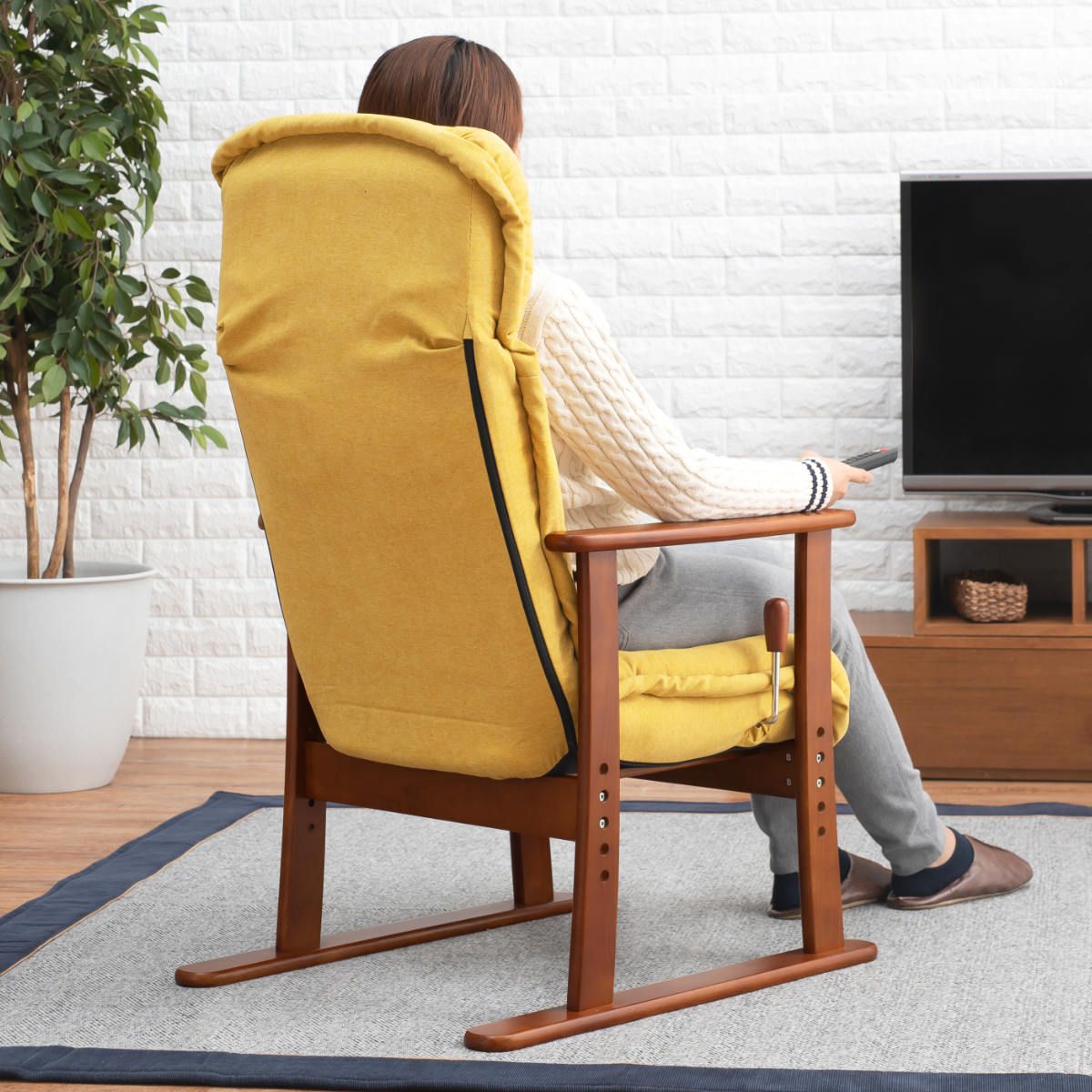 HAGiHARA（萩原） 高座椅子 高齢者 リクライニング 肘掛 疲れにくい 座