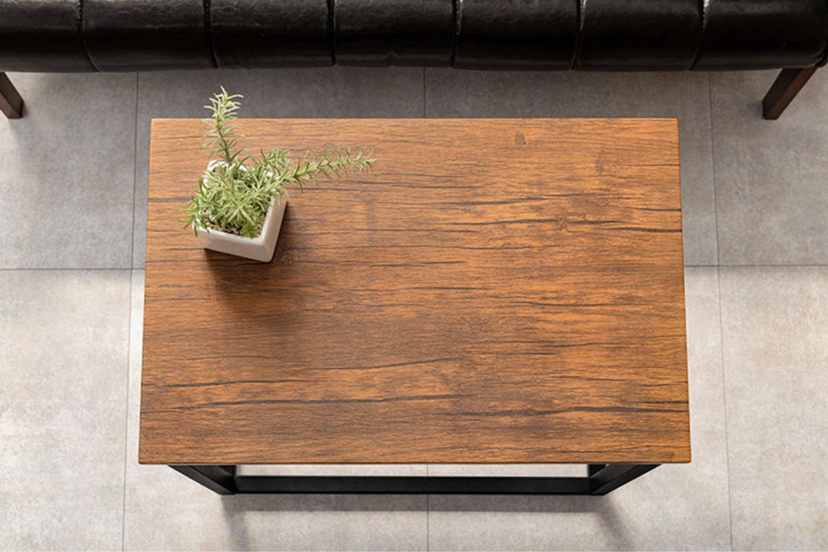 HAGiHARA（萩原） サイドテーブル 幅広 幅60cm 木目調 コの字