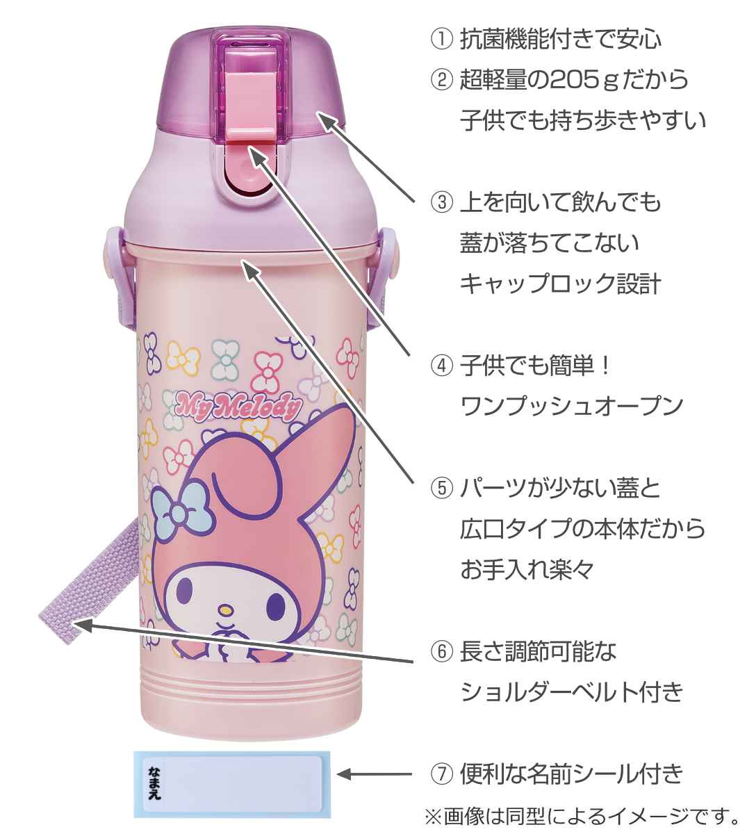 sanrio（サンリオ） 水筒 キッズ 800ml プラスチック 抗菌 直飲み マイ