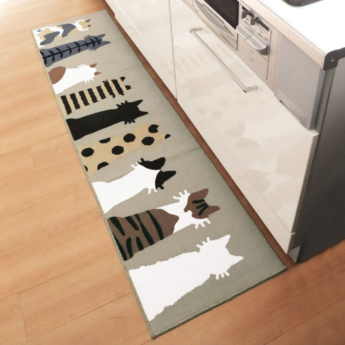 キッチンマット 45×180cm リーフ柄 ネ...の詳細画像2