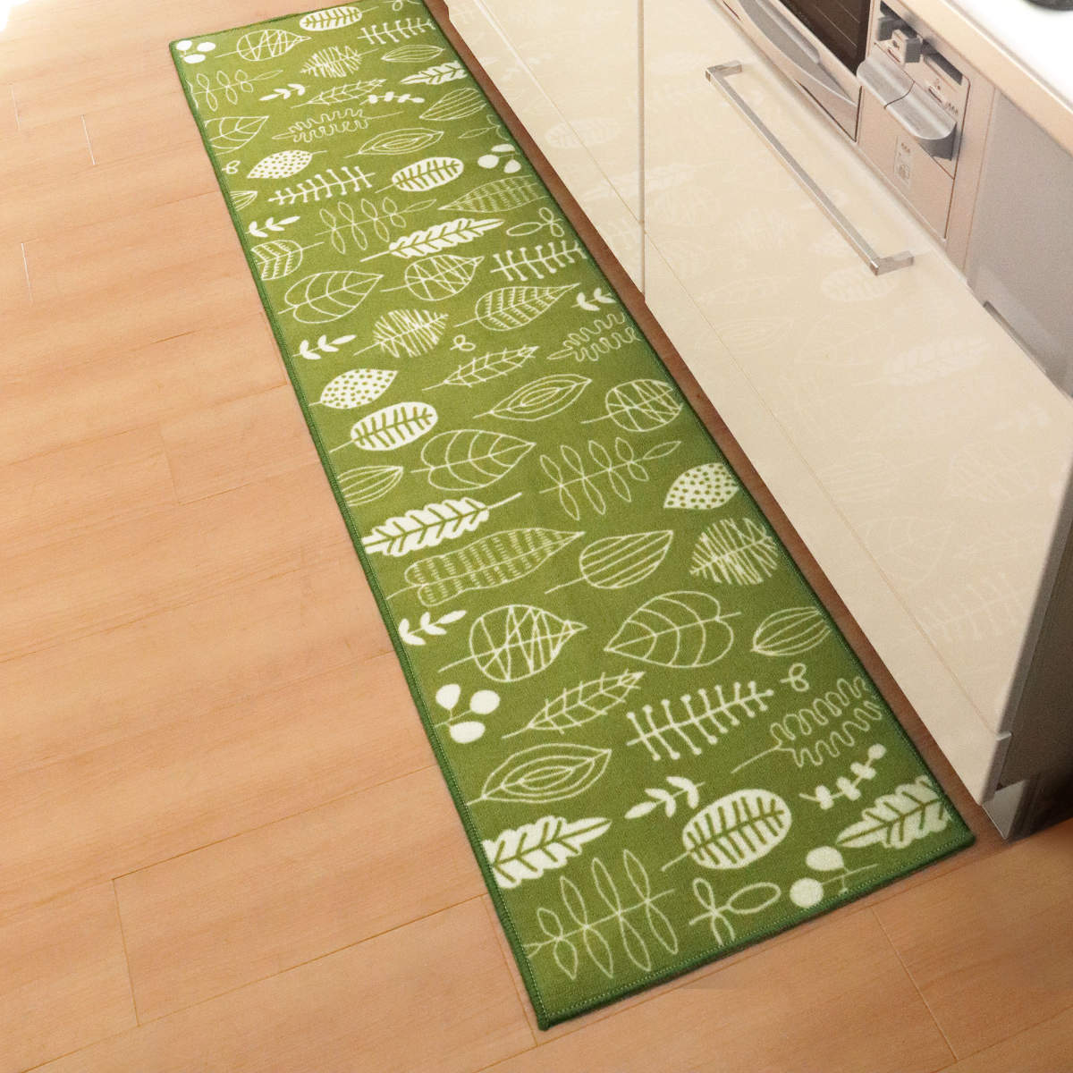 キッチンマット 45×180cm リーフ柄 ネ...の詳細画像3