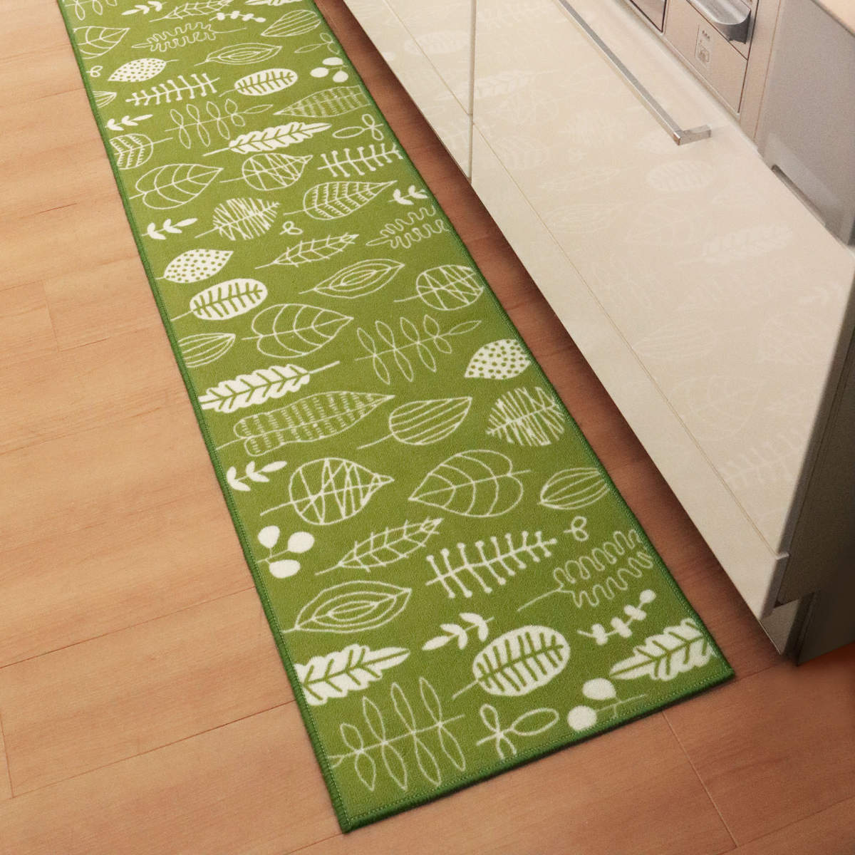 キッチンマット 45×240cm リーフ柄 ネ...の詳細画像3