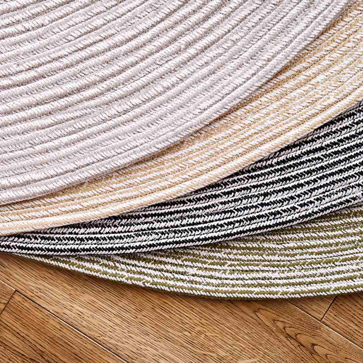 ラグ 円形 ハンドメイド 綿100％の編み込みラグ ブレイド 140cm