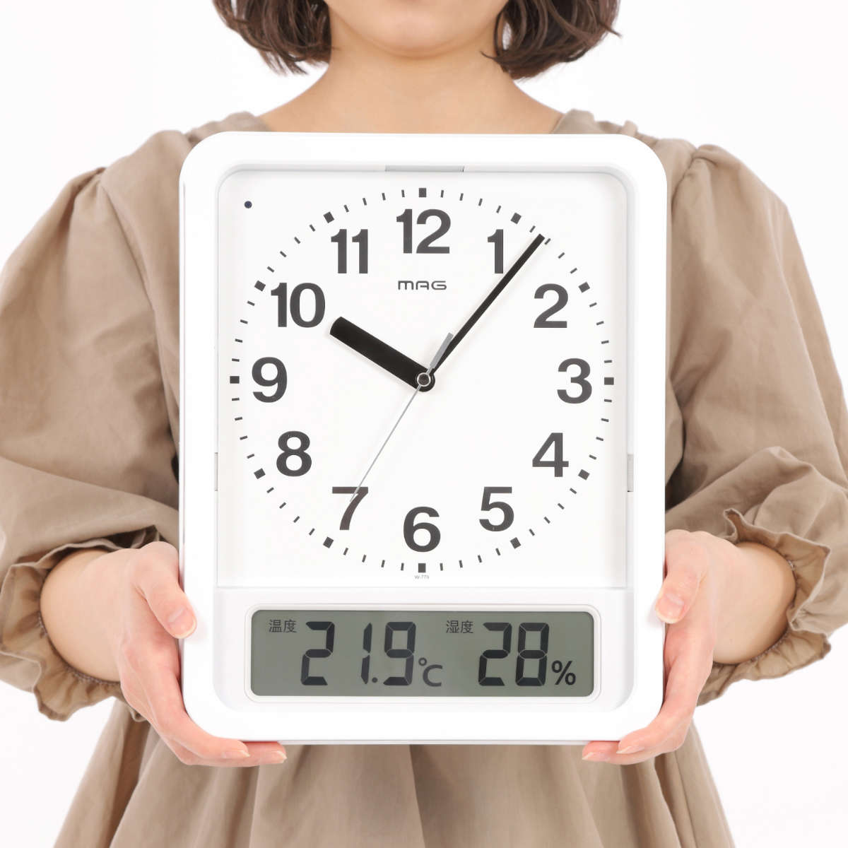 ノア精密 掛時計 MAG電波自動点灯置掛両用時計 ルック 電波 置き時計