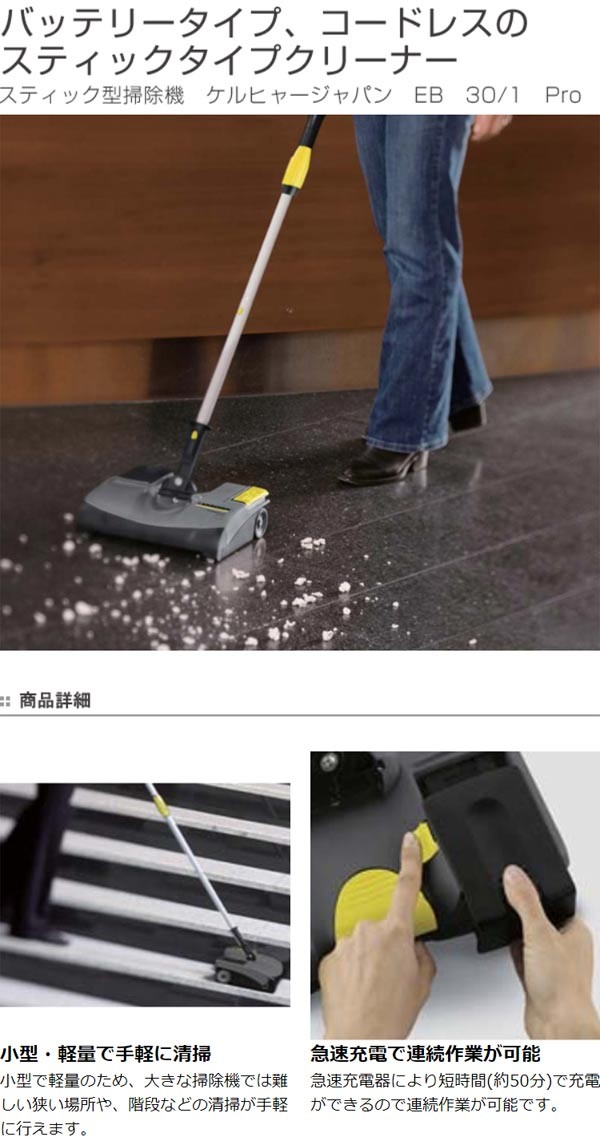 ケルヒャー KARCHER EB 30/1 スティッククリーナー　業務用 スティック型掃除機 業務用 ケルヒャー スティッククリーナー
