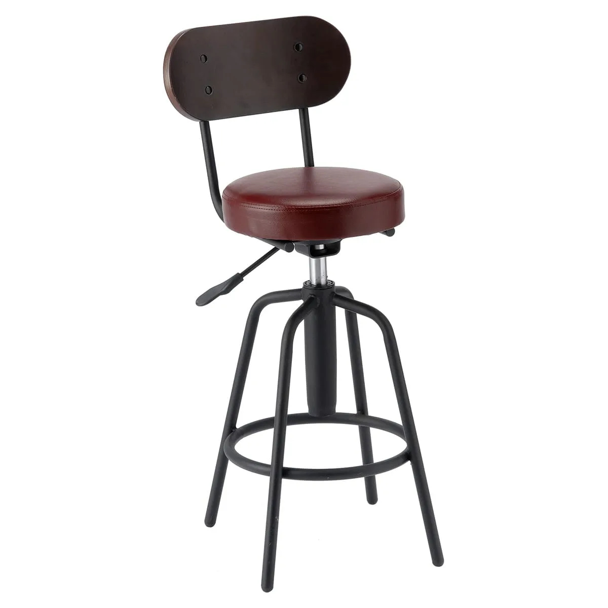 カウンターチェア 2脚セット 回転 高さ調整 背付き クッション （ バー