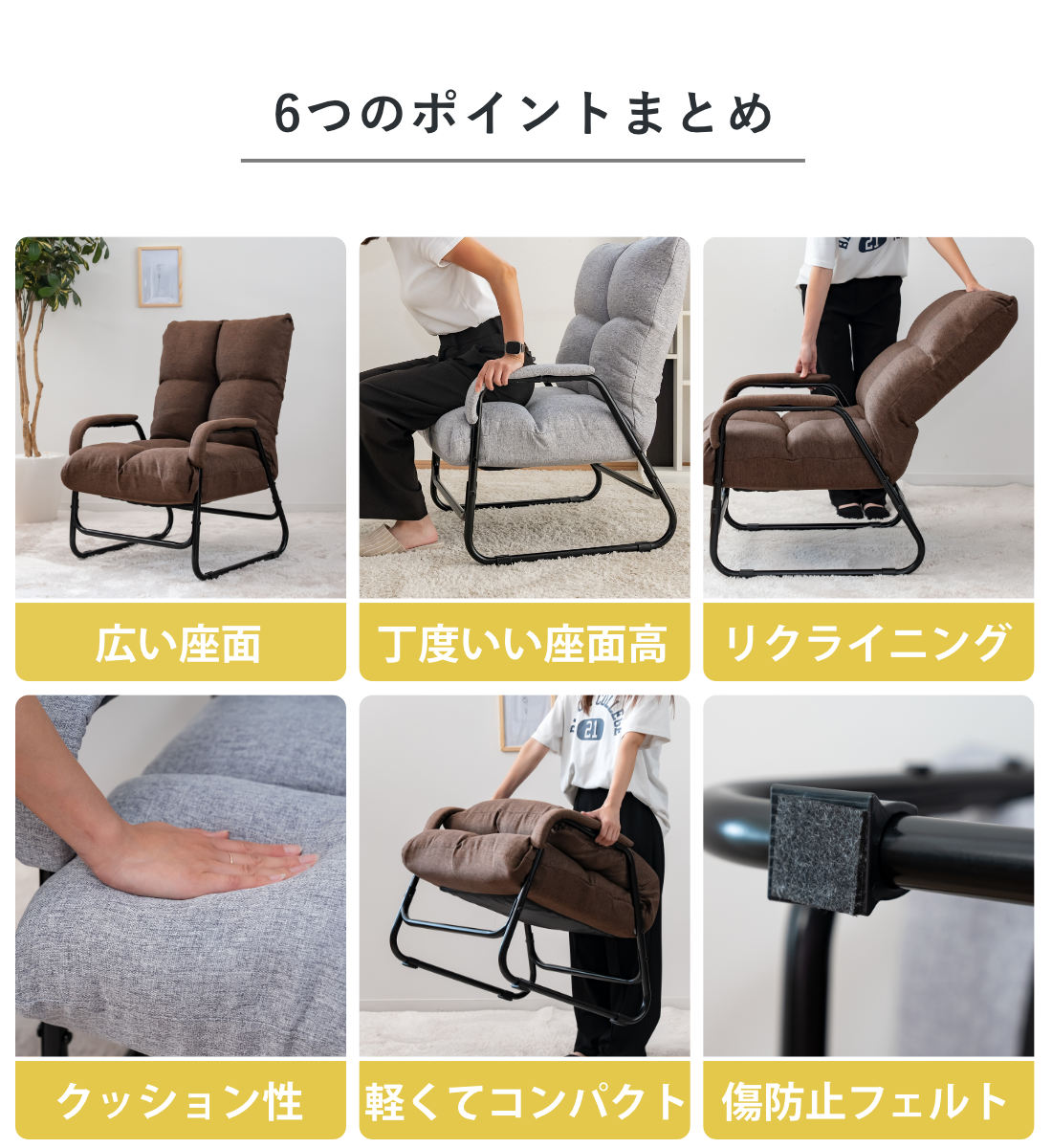 高座椅子 座面高38cm 5段階リクライニング 肘付き （ 座椅子 高め