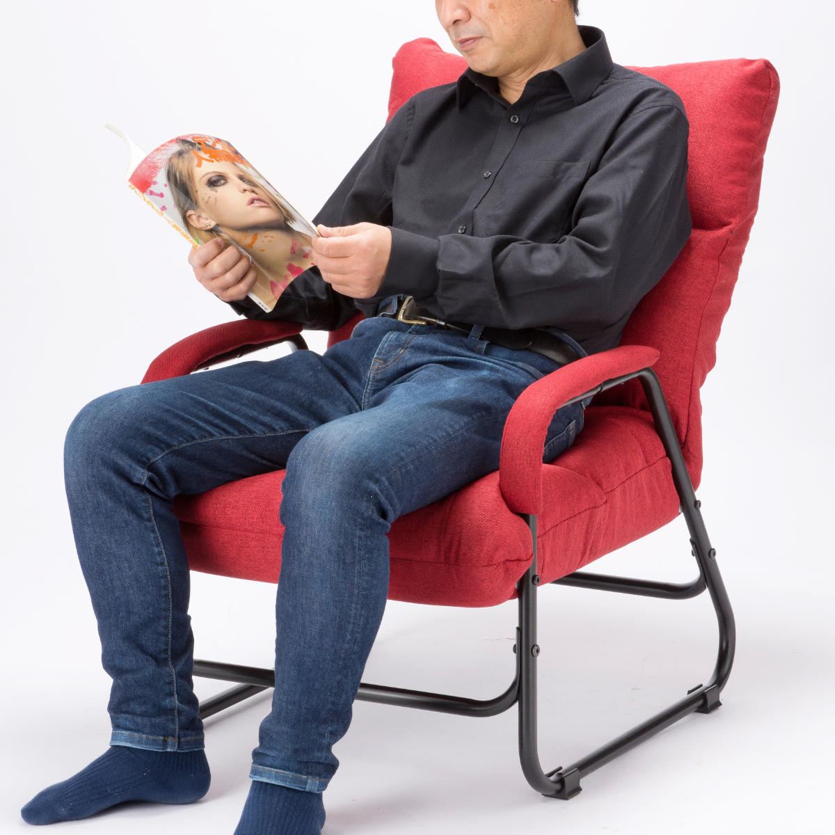 リクライニング　高座椅子　レッド 送料無料(沖縄・北海道・離島除く)□高座椅子 リクライニング ハイ