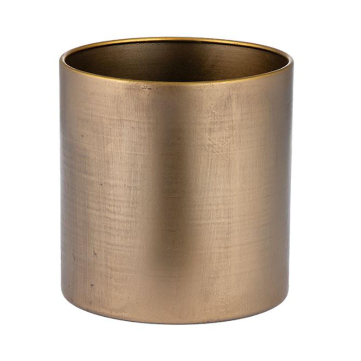 アンティーク　金属製円筒形プランター プランター MC円柱ベース 直径17×高さ17cm アイアン （ 植木鉢