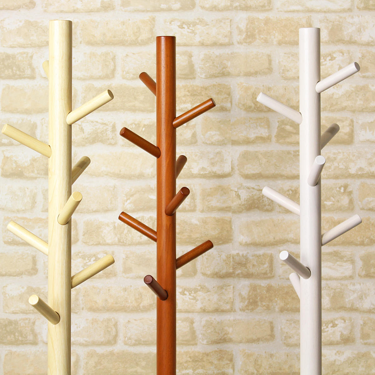 ポールハンガー 木製 ハンガーラック （ コートハンガー 収納 スリム