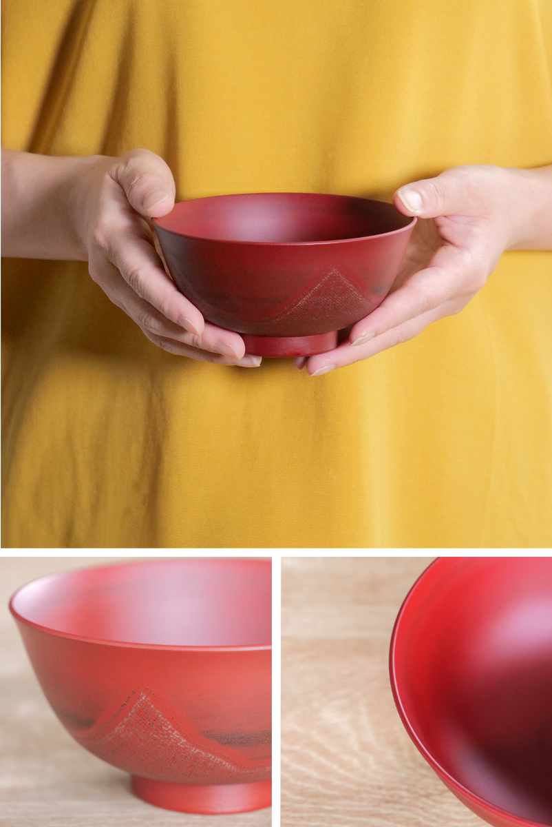 茶椀 12cm 飯椀 布貼り 山中塗 プラスチック （ 食洗機対応 電子レンジ