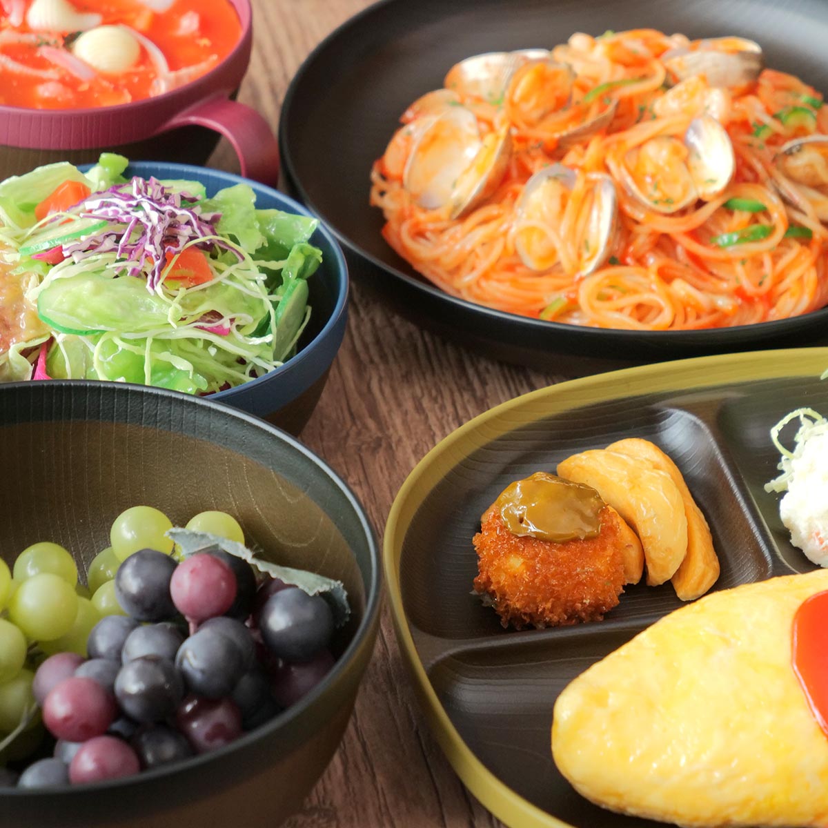 ボウル 18cm MUSUBI 山中塗 プラスチック ダークブラウン （ 食洗機