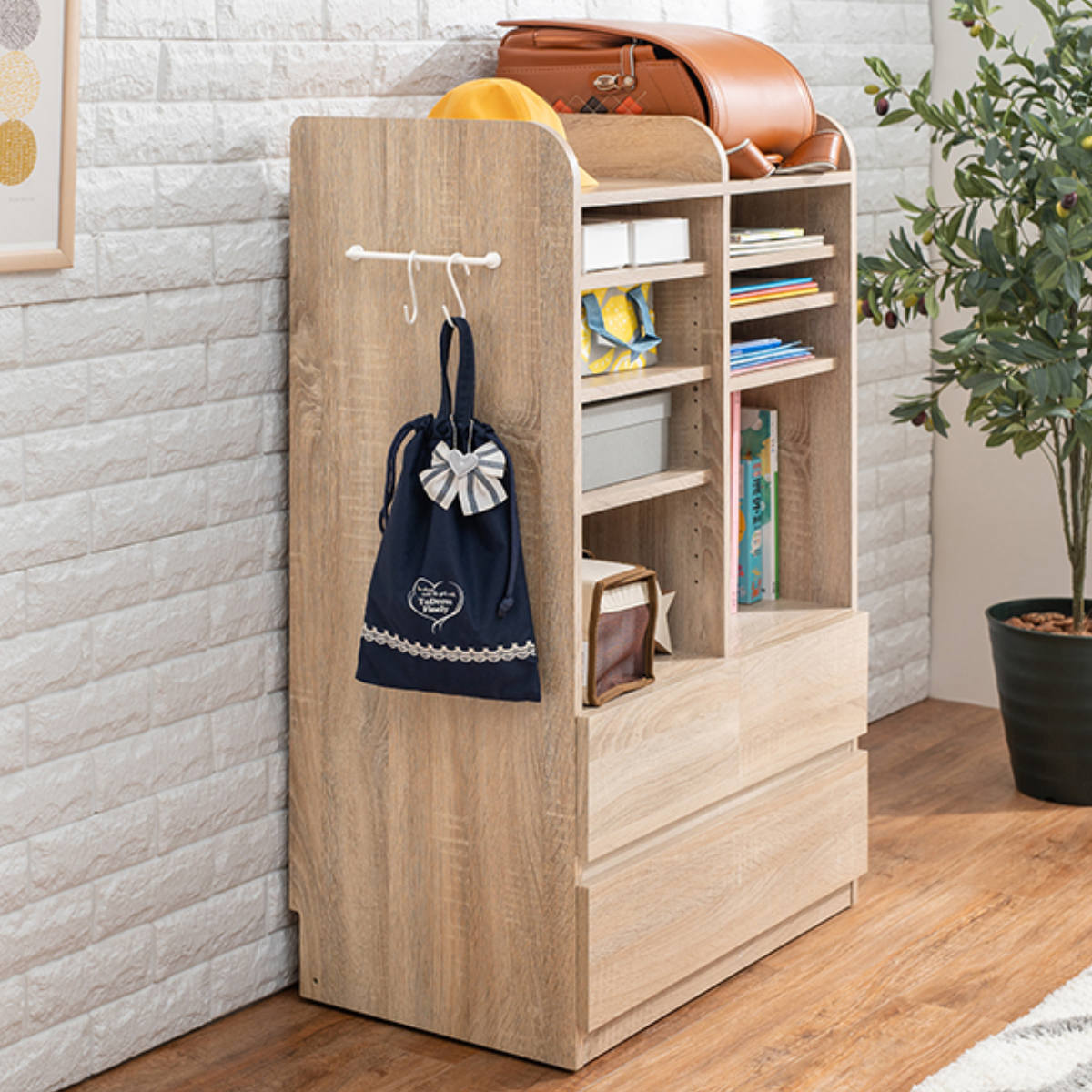 HAGiHARA（萩原） ランドセルラック 幅68.5cm 大容量タイプ 引き出し