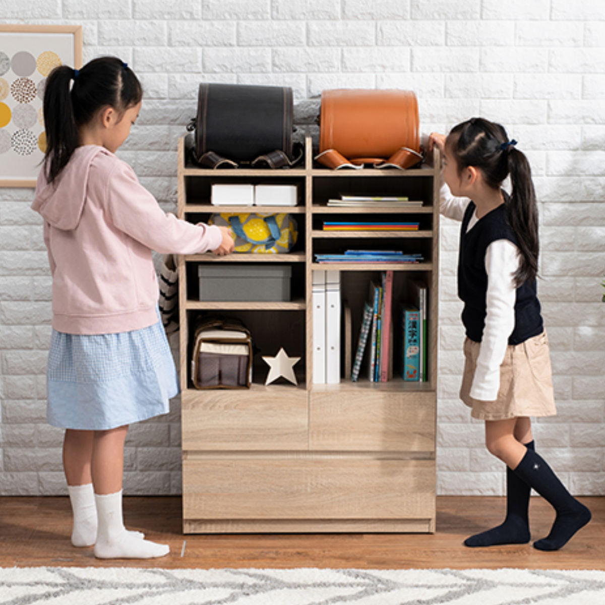 HAGiHARA（萩原） ランドセルラック 幅68.5cm 大容量タイプ 引き出し