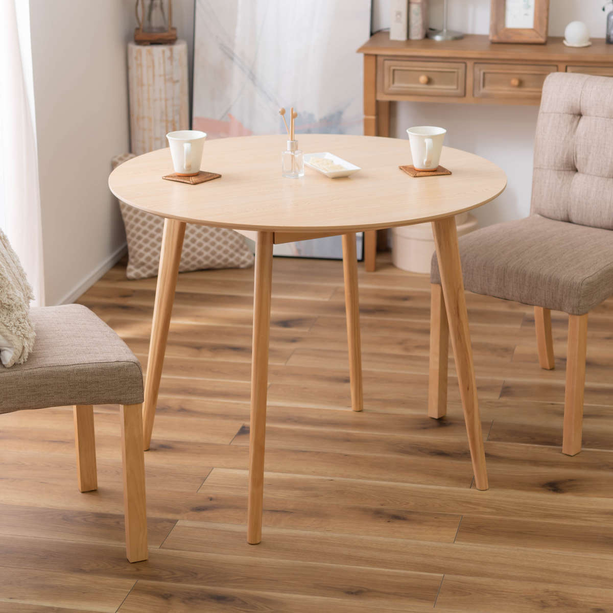 東谷 ダイニングテーブル 幅90cm 円型 木目調 （ カフェテーブル