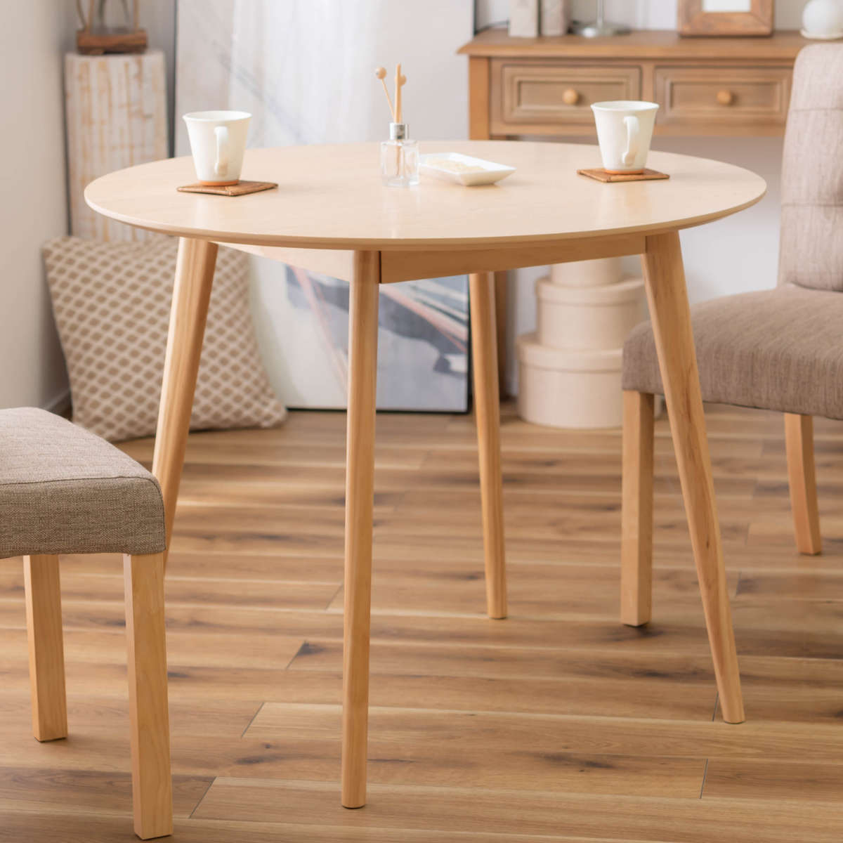 東谷 ダイニングテーブル 幅90cm 円型 木目調 （ カフェテーブル