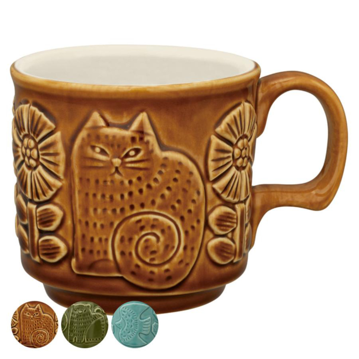 マグカップ 230ml FIKA レリーフマグ ネコ 陶器 （ 食洗機対応 電子