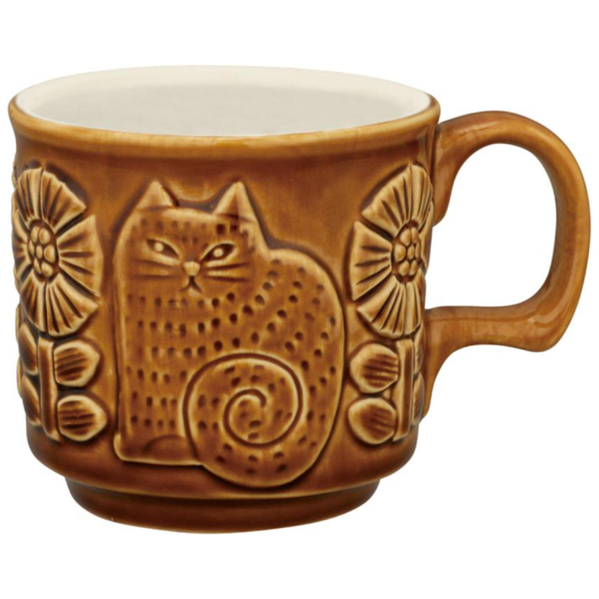 マグカップ 230ml FIKA レリーフマグ ネコ 陶器 （ 食洗機対応 電子
