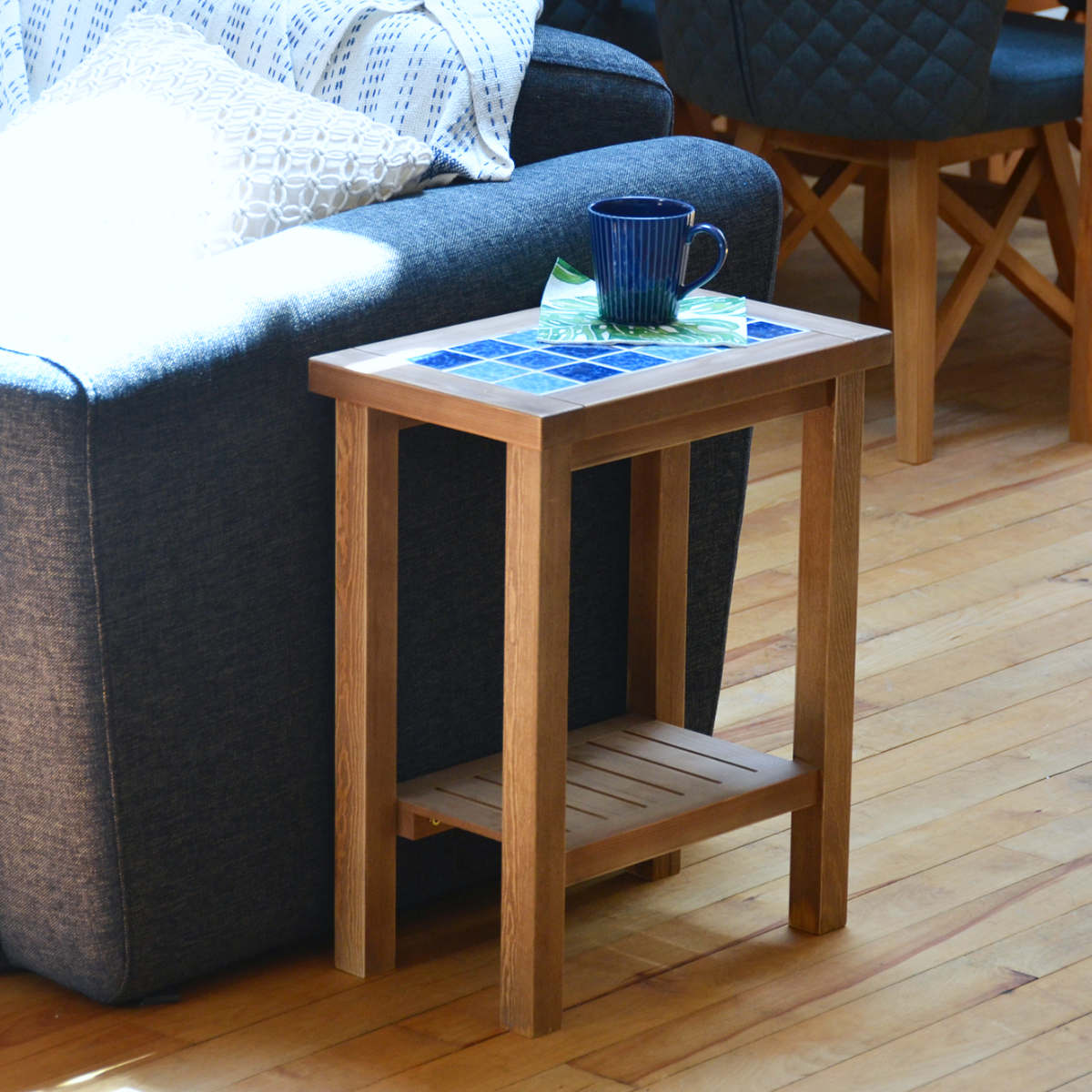 B.Bファニシング サイドテーブル 幅25cm PUDDLE タイル 天然木