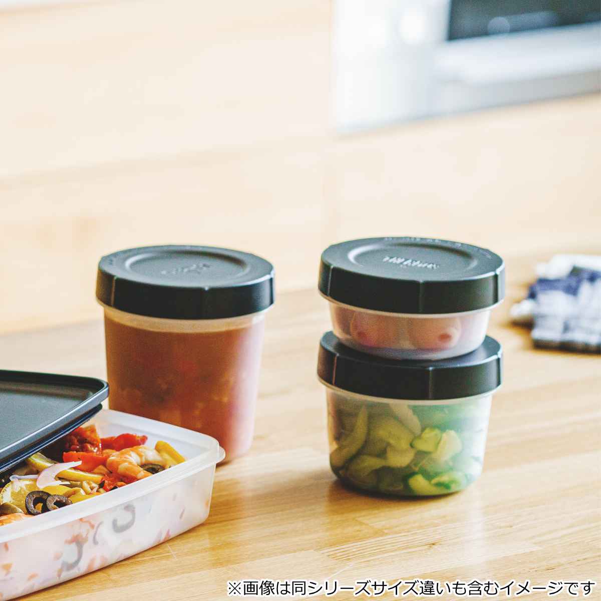 THERMOS 中型 プラスチック保存容器 黒 THERMOS（サーモス） 保存容器 500ml Myフードコンテナー 丸型