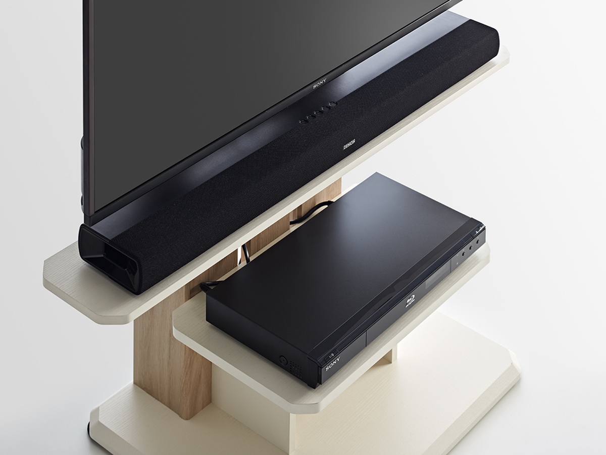 Google TV フロアスタンド付き 朝日木材加工 テレビ台 フロアスタンド 北欧風 キャスター付 55V型対応