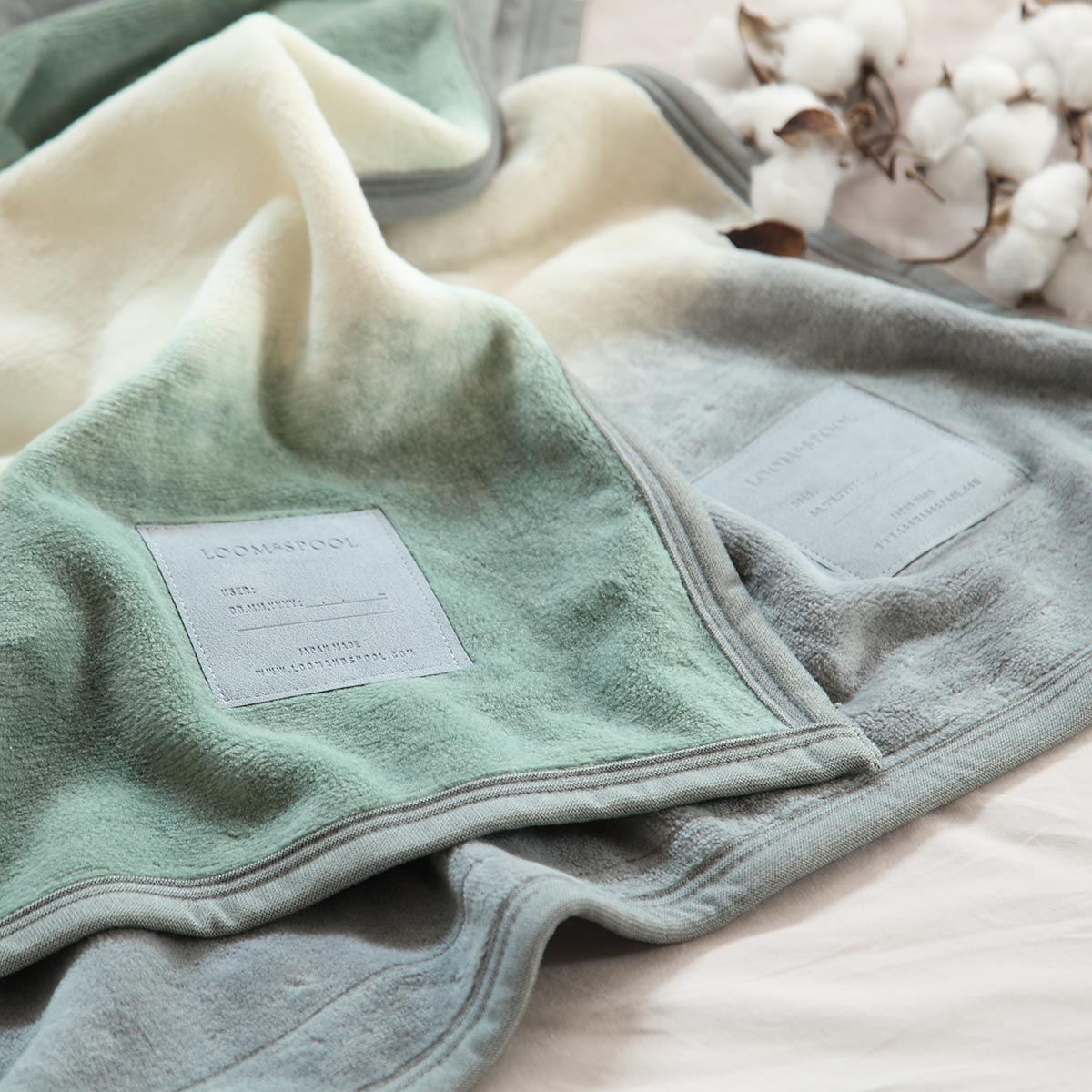 毛布 LOOM&SPOOL ブランケット FOL 日本製 綿100％ （ ひざ掛け 綿毛布