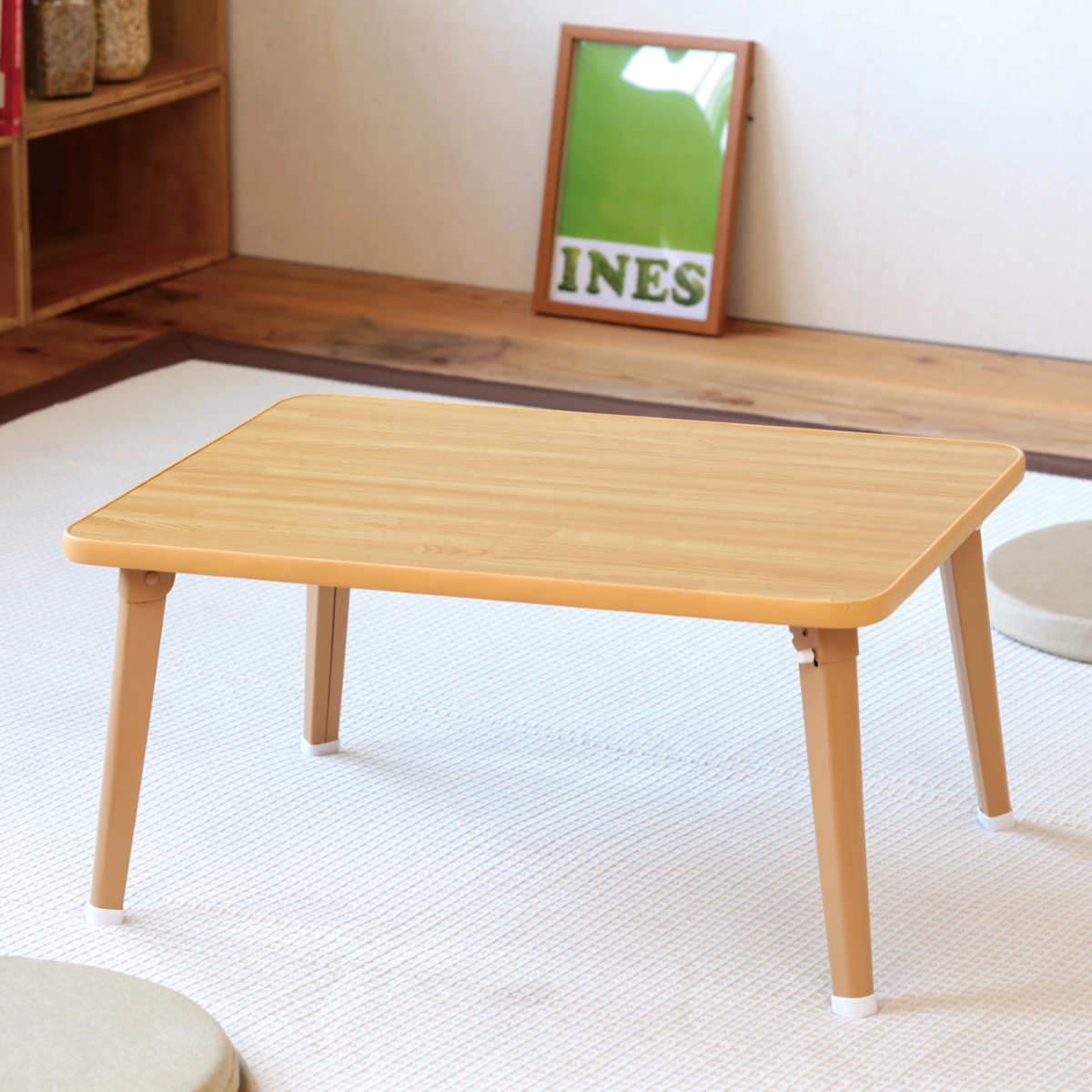 ミックス木材ミニテーブル 幅60cm 折りたたみ 永井興産 折りたたみテーブル 幅60cm 木目調 （ ミニテーブル ロー