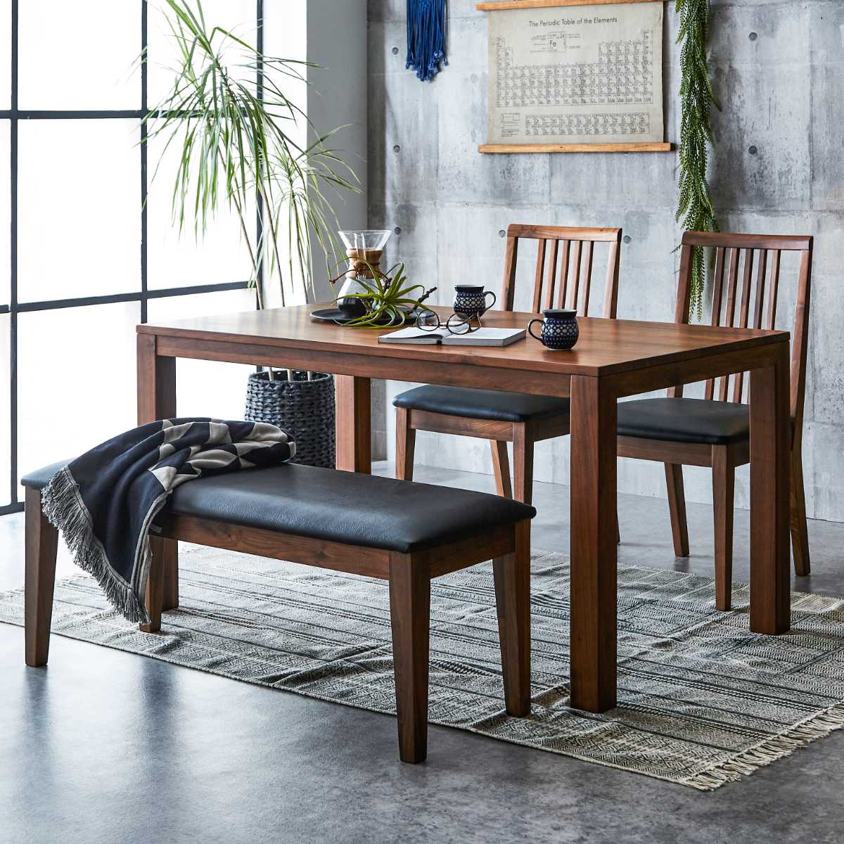 ダイニングチェア 2脚セット 座面高42cm 木製 無垢材 （ 開梱設置