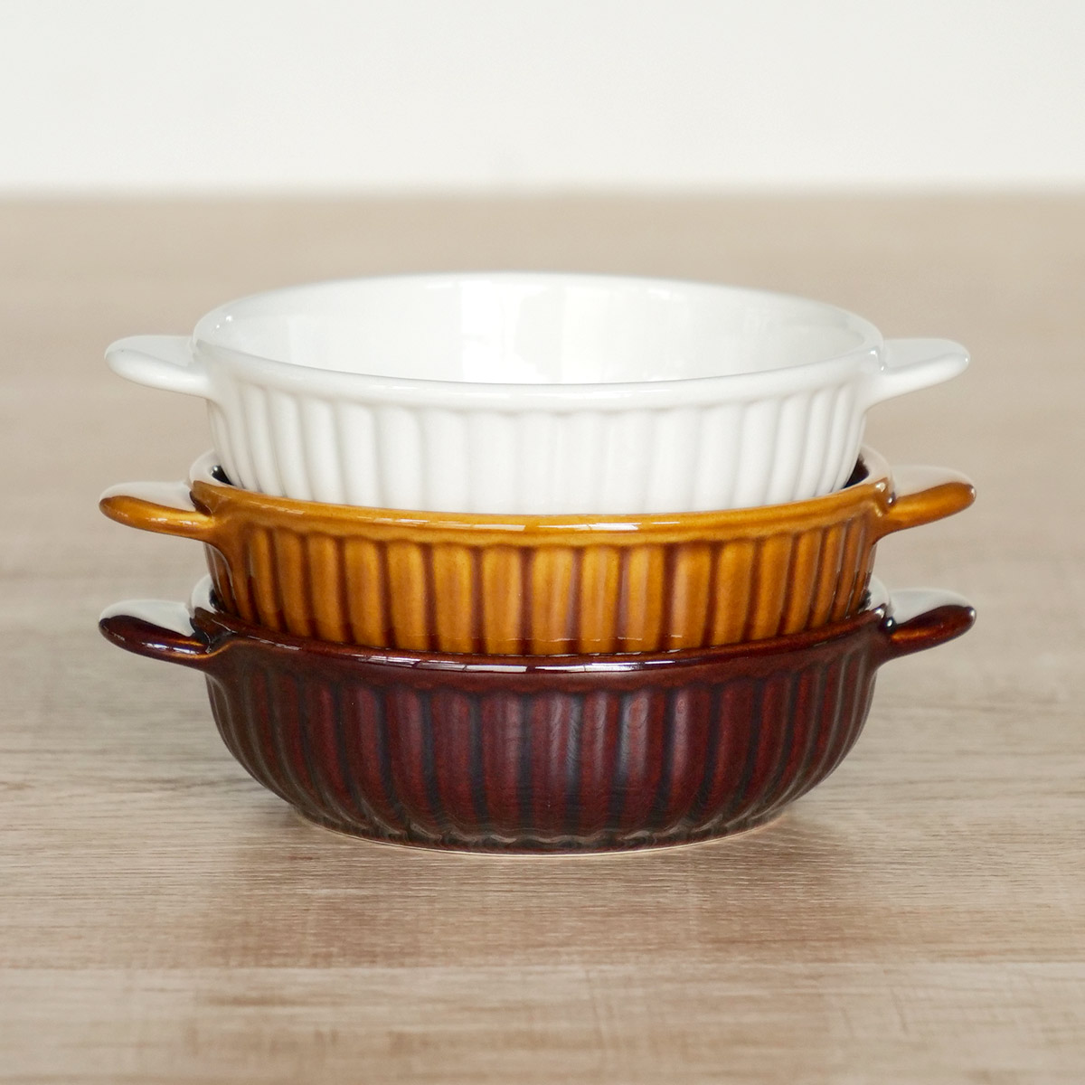 グラタン皿 一人用 丸 13cm 立筋 耐熱 陶器 萬古焼 （ 食洗器対応 電子